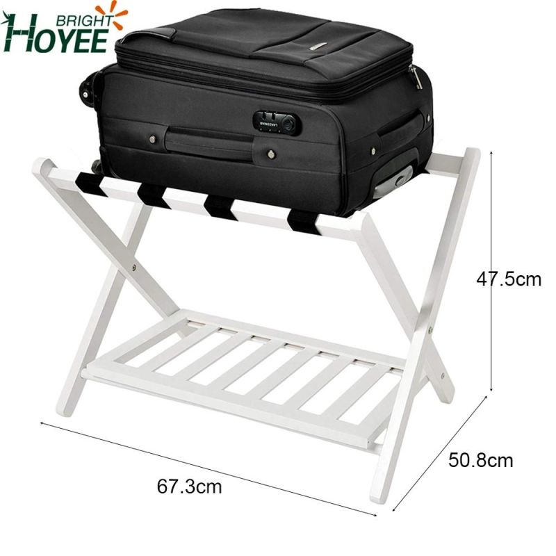 Wall Saver Wood Folding Luggage Rack with Shelf (WhiteWall Saver)