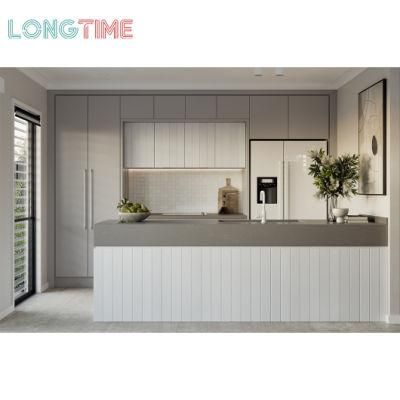 2021 Latest Chinese Factory Design White Stripe Board Furniture Kitchen Cabinets (KV17)