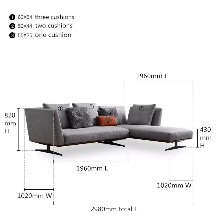 Modern Leisure Casual Fabric Sofa Powdercoated Spray Metal Leg