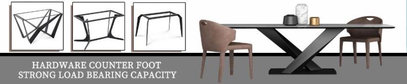 Restaurant Furniture Modern Model Stainless Steel Marble Rectangular Dining Table