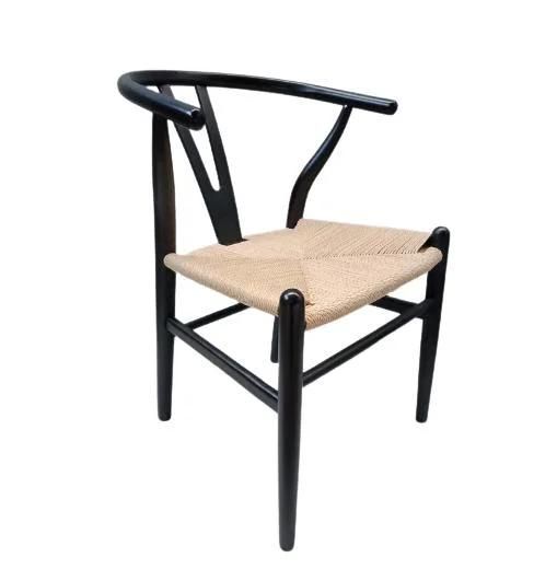 Restaurant Furniture Arm Dining Wishbone Chair with Paper Cord Seat