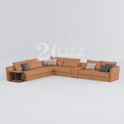 Exclusive Modern Office Home Living Room Commercial Genuine Leather Leisure L Sahpe Lounge Sofa Furniture Set