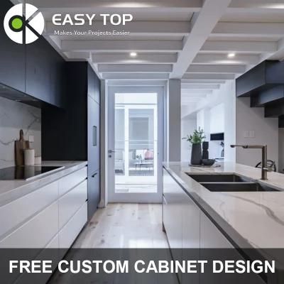 High Quality Flexible Versatile Hmr Board Quartz Stone Black and White Kitchen Cabinets Modern Kitchen Furniture