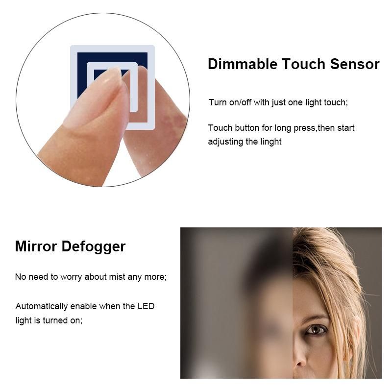 Wall Mounted Makeup Touch Sensor LED Bathroom Mirror