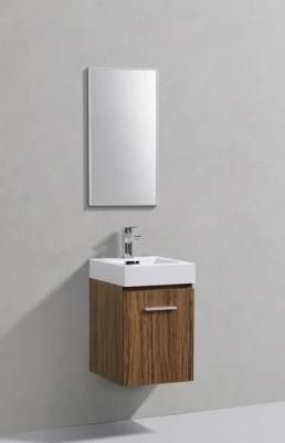 Bliss 16&quot; High Glossy Chestnut Wood Wall Mount Modern Bathroom Vanity