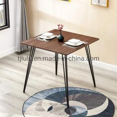 Custom Modern Dining Room Furniture Rustic Wooden Table Top Dining Square Stainless Steel Legs Dining Table.