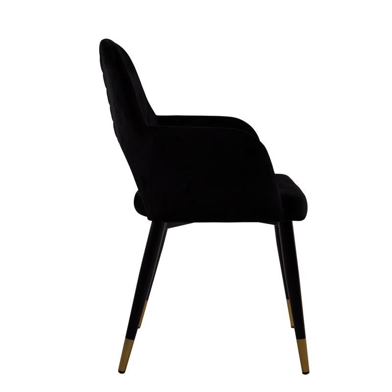 Hole Back Luxury Elegant Black Velvet Tufed Dining Room Chair