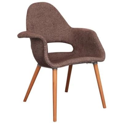 Popular Modern Fabric Dining Chair with Wooden Legs Living Room Chair Outdoor Chair