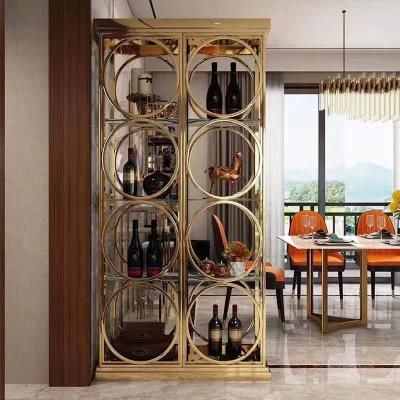 Luxury Stainless Steel Wine Cabinet Dining Room Partition Screen