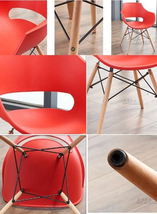 Wholesale Home Furniture Modern Design Wooden Leg Plastic Dining Chair Colorful Free Sample Cheap Dining Plastic Chair