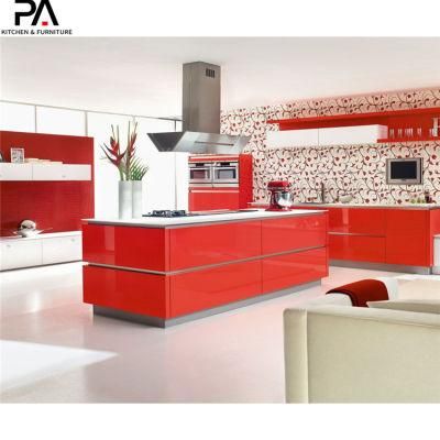 Elegant Modern UV Gloss Finish Red Kitchen Furniture