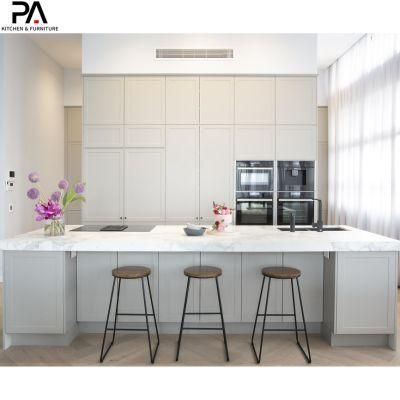Guangdong Factory Wholesale Custom Frameless Furniture Luxury Modern Light Gray PVC Kitchen Cabinet