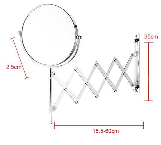 Metal Bathroom Hinged Adjustable Sanitary 20X Makeup Flexible Magnifying Mirror Wall Mount Extendable Shaving Mirrors (SE-210)