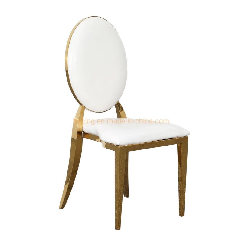 Modern Golden Stainless Steel Luxury Wedding Chair Pink Fabric Round Back Hotel Restaurant Banquet Dining Table Chair