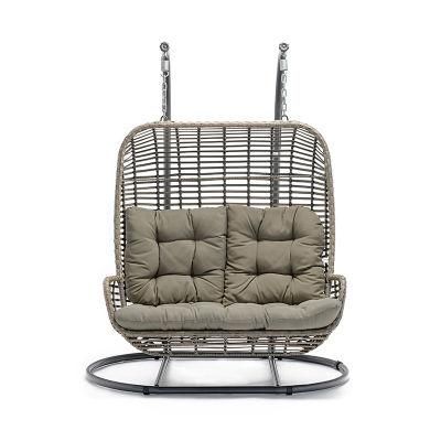 Modern Outdoor Aluminium Frame Furniture Two-Seater Swing Bed Chair with Cushion