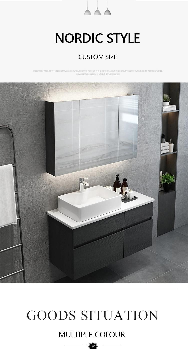 Environmentally Friendly Wall Mounted Washbasin with Solid Wood Cabinet Bathroom Vanity