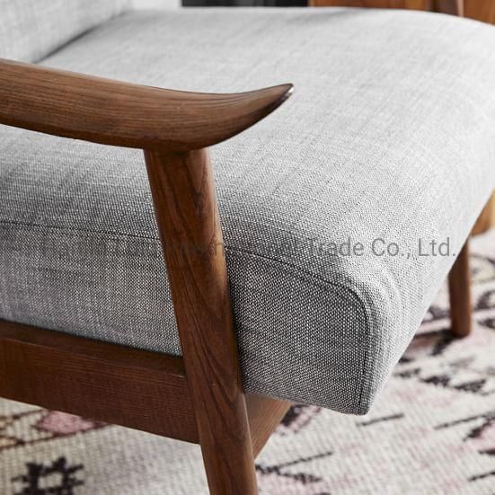 Modern Wooden Leg Design Outdoor Waiting Living Room Furniture Lounge Fabric Leisure Sofa Chair