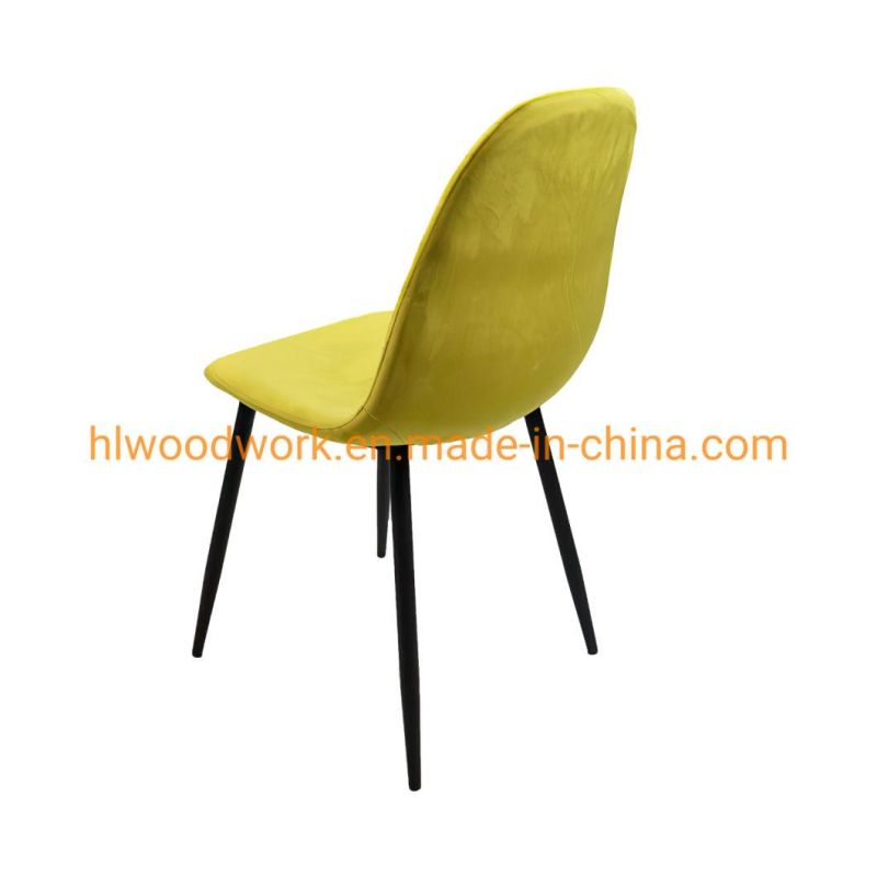 Modern Dining Room Chair Furniture Custom Color Antique Yellow Velvet Fabric Dining Chairs Black Metal Leg Dining Room Chair for Home Furniture Dining Chair