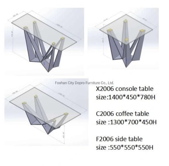 Dopro New Design Butterfly Dining Table D2006, Stainless Steel Polished Silver with Clear Tempered Glass Table Top