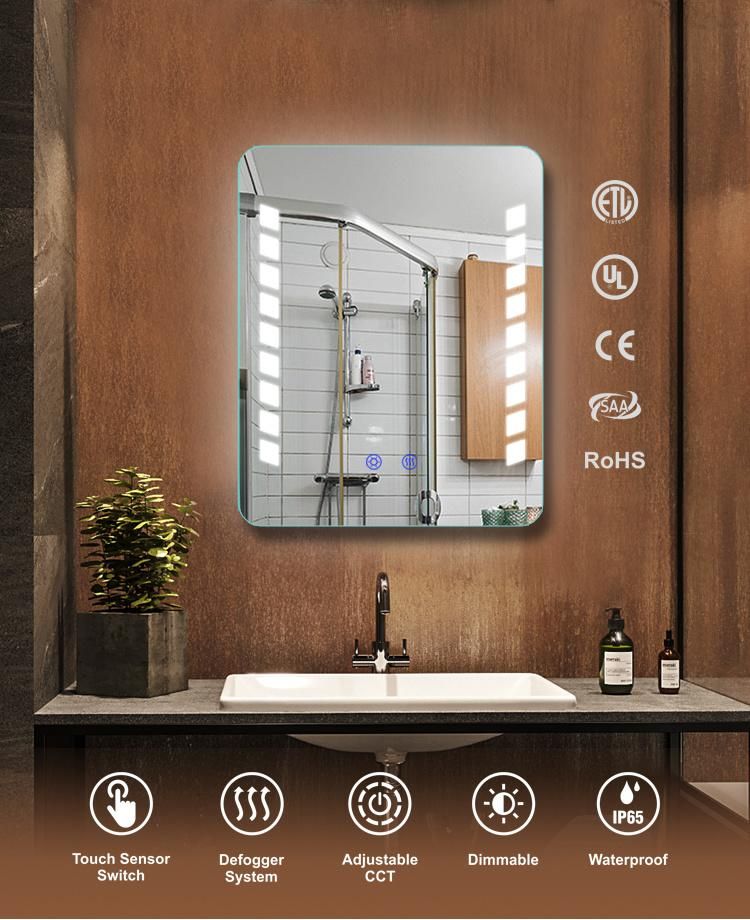 High Definition Wall-Mounted LED Bathroom Mirror with Lighted Bulbs