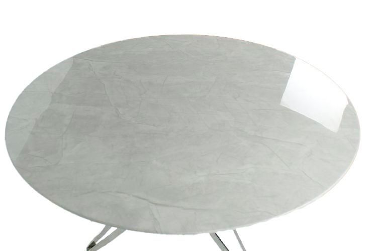 Home Livining Room Coffee Bar Furniture Glass Imitation Marbling Top Roung Dining Table/Side Table
