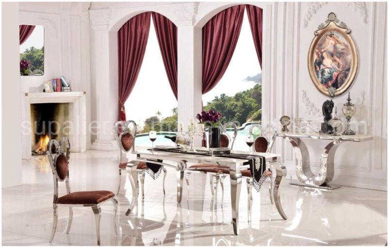 Home Furniture Luxury Dining Room Set 6 Seater Marble Table