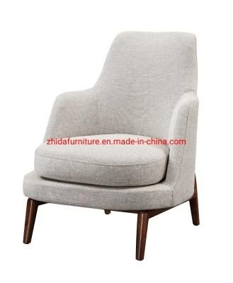 White Fabric Solid Wood Base Home Living Room Bedroom Chair