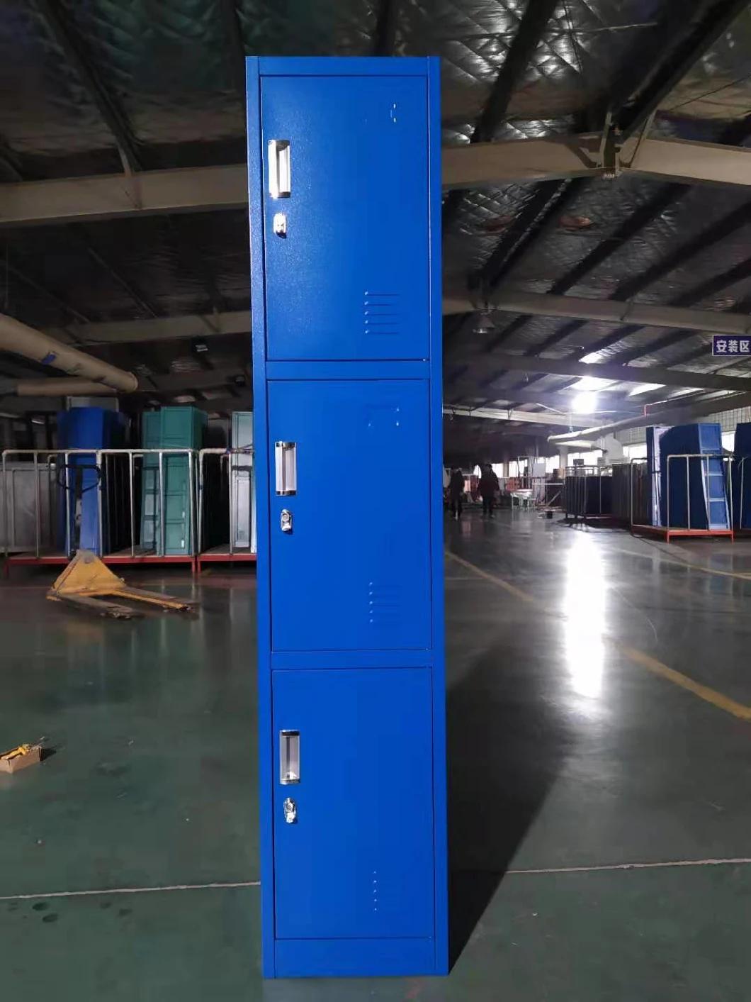 Colorful Metal Single 3 Doors Employee Lockers for Pulic Use