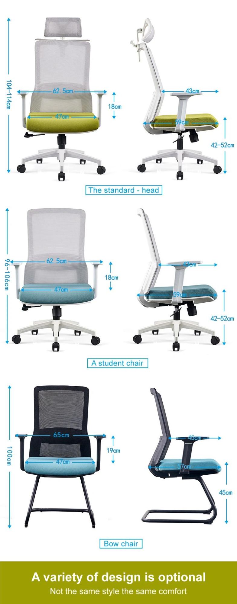 Hot Sell Home Modern Furniture Swivel Adjustable Headrest Ergonomic Executive Training Computer Office Chair Manufacturer