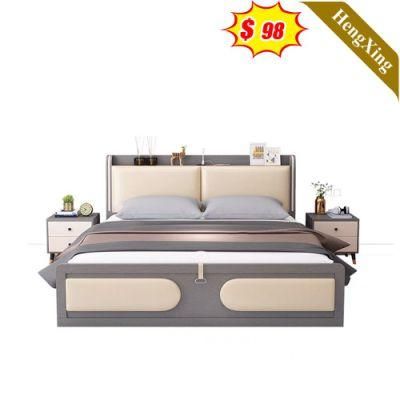 Chinese Modern Wooden Luxury Home Furniture Mattress Leather Bedroom Set Sofa King Size Bed