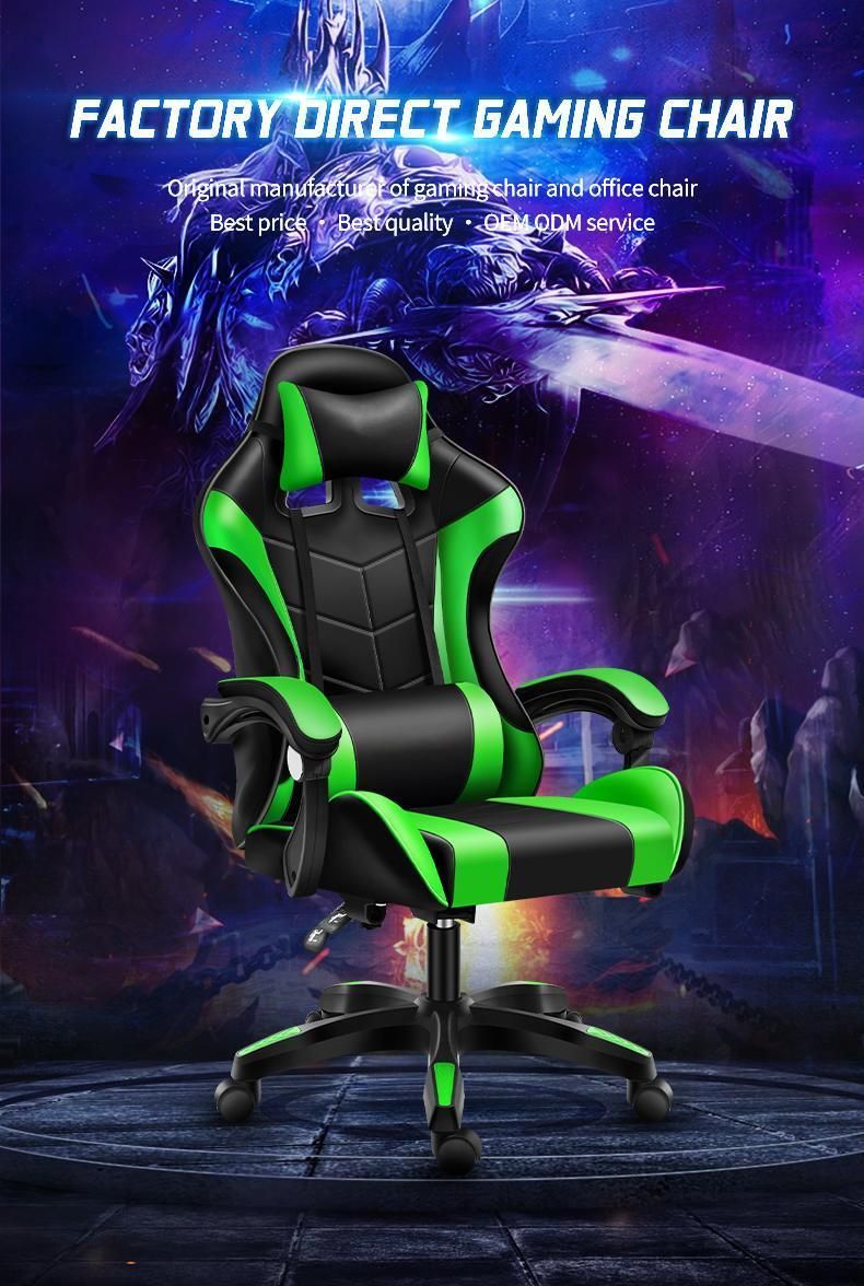 New High Back Ergonomic Leather CE Approval PU Leather Silla Gamer PC Computer Racing Gaming Chair with Headrest