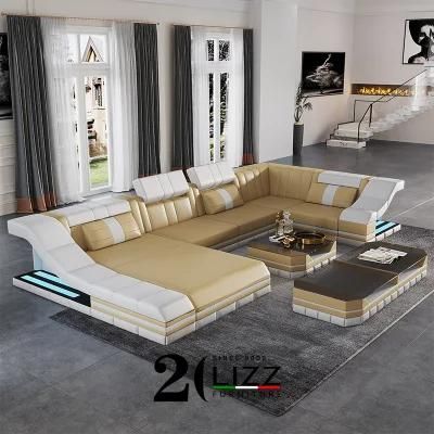 Wholesale American Living Room Furniture Modern Sectional Corner Sofa with LED Light