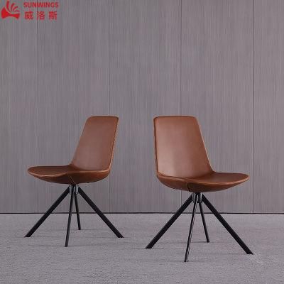 Modern and Simply Synthetic Leather with Metal Frame Dining Chair Furniture for Dining Room