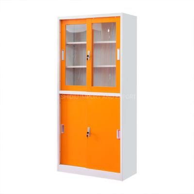 Unassembled Display Cabinet Fichero Steel Cabinet Bookcases for Office Files/Supplies Tall Metal Storage Cupboard with Glass Door