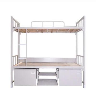 School Dormitory Student Kids Bunk Bed with Metal Frame Wood Bed Board
