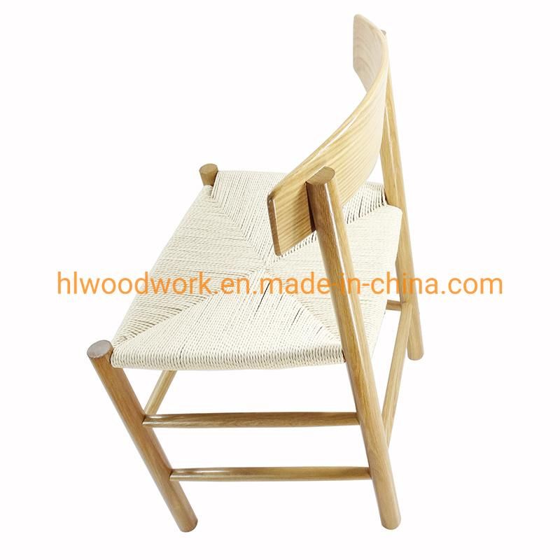 Modern Nodic Style Hotel and Restaurant Dining Wooden Chair Paper Roper Living Room Rattan Chair Oak Wood Frame Natural Color Dining Room Chair