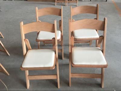 Natural Wood Color Padded Folding Chair White Folding Chair