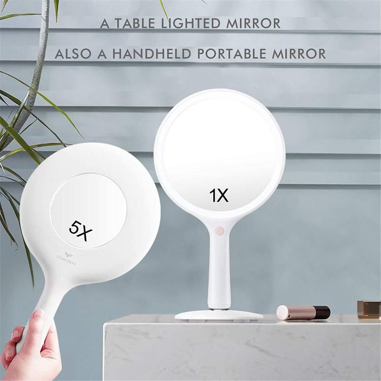 Lighted Makeup Rechargeable Handheld Mirror with 5X Magnification