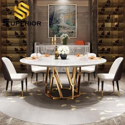 Restaurant Metal Frame Artificial Marble Dining Table American Style