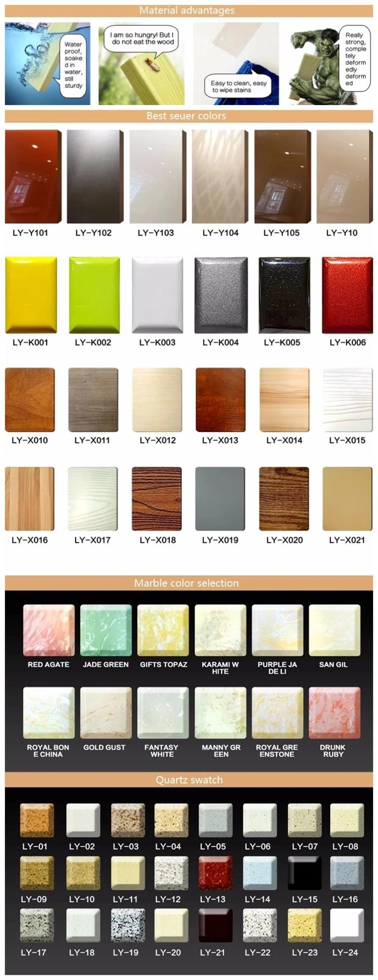 High Quality Wooden Door Plywood Carcass Brand Red Kitchen Cabinet