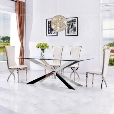 Restaurant Stainless Steel Frame Modern Dining Table Set