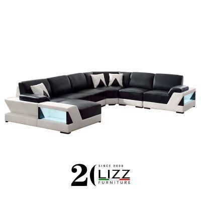 Modern Living Room Furniture Lounge Corner Genuine Leather Couch Sectional Sofa