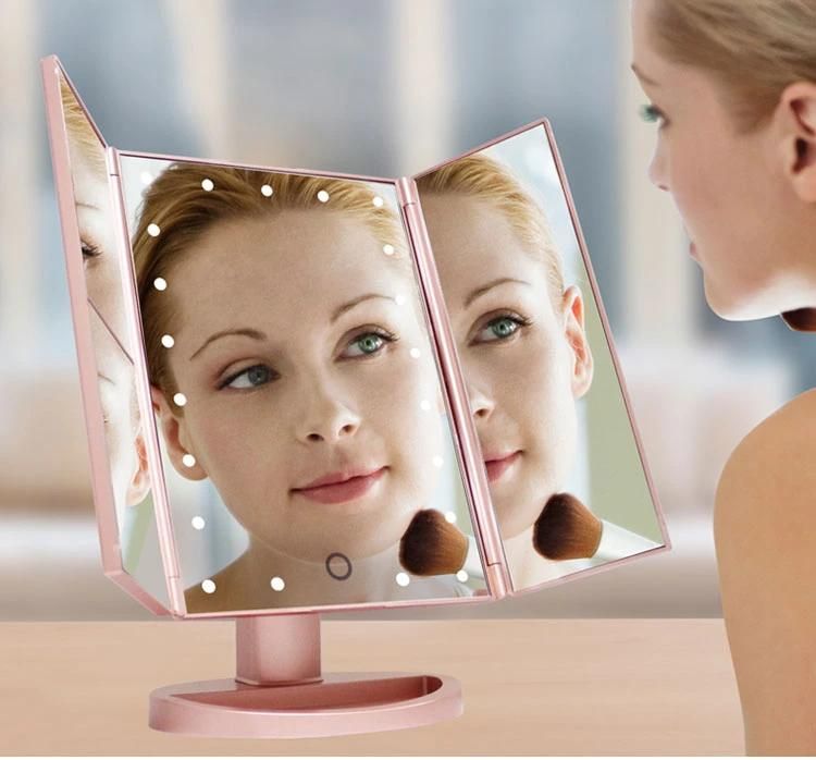 Top-Rank Selling Trifold LED Makeup Dimmable Brightness Mirror for Dressing