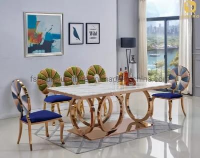 White Luxury 4 6 8 Seater Marble Modern Top Rectangle Dining Table Chairs Design for Home-D1801