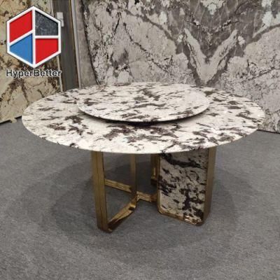 Natural Granite Round Shape Rotatable Dining Table Customized