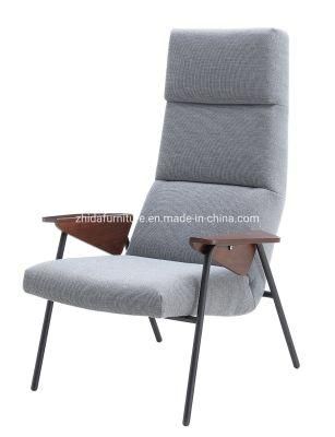 Hotel Reception Area High Back Living Room Wooden Armrest Metal Chair