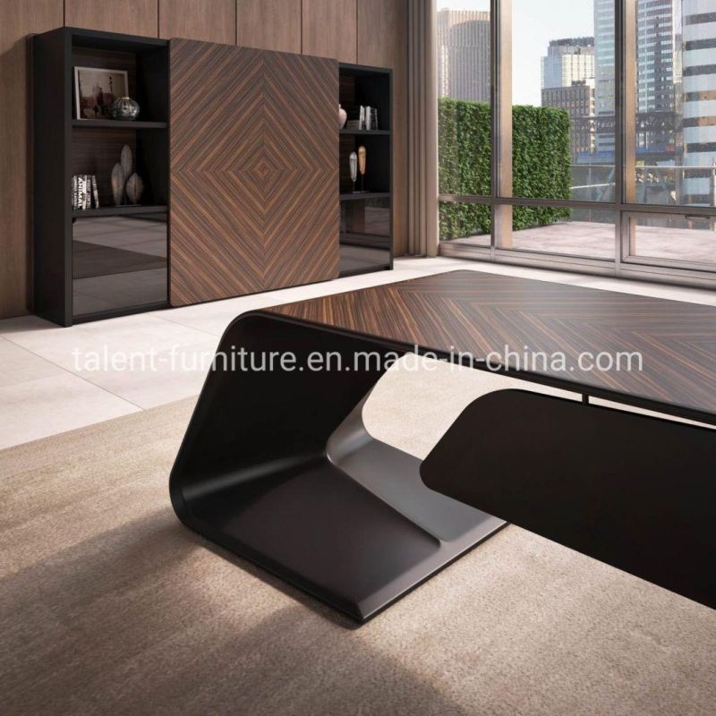 Luxury Veneer Executive Office Furniture Modern Office Furniture Arc-Shaped Credenza (BJD-2409)