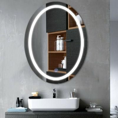Home Hotel Oval Round Wall Mounted Decorative Touch Sensor Anti-Fog LED Bathroom Vanity Mirror