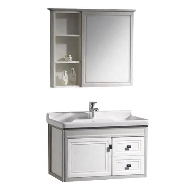 Classic Design Wall Mounted PVC Bathroom Cabinet Vanity Furniture Combo with Sink Drawers and Mirror Set