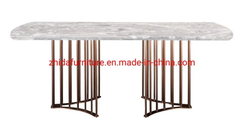 Luxury Stainless Steel Marble Top Restaurant Home Hotel Lobby Dining Table